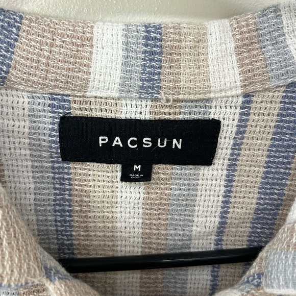 PacSun Blue and Brown Casual Button Down Shirt - Picture 3 of 3